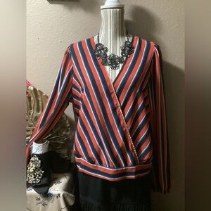 FOREVER 21 Striped V-Neck Wrap Top